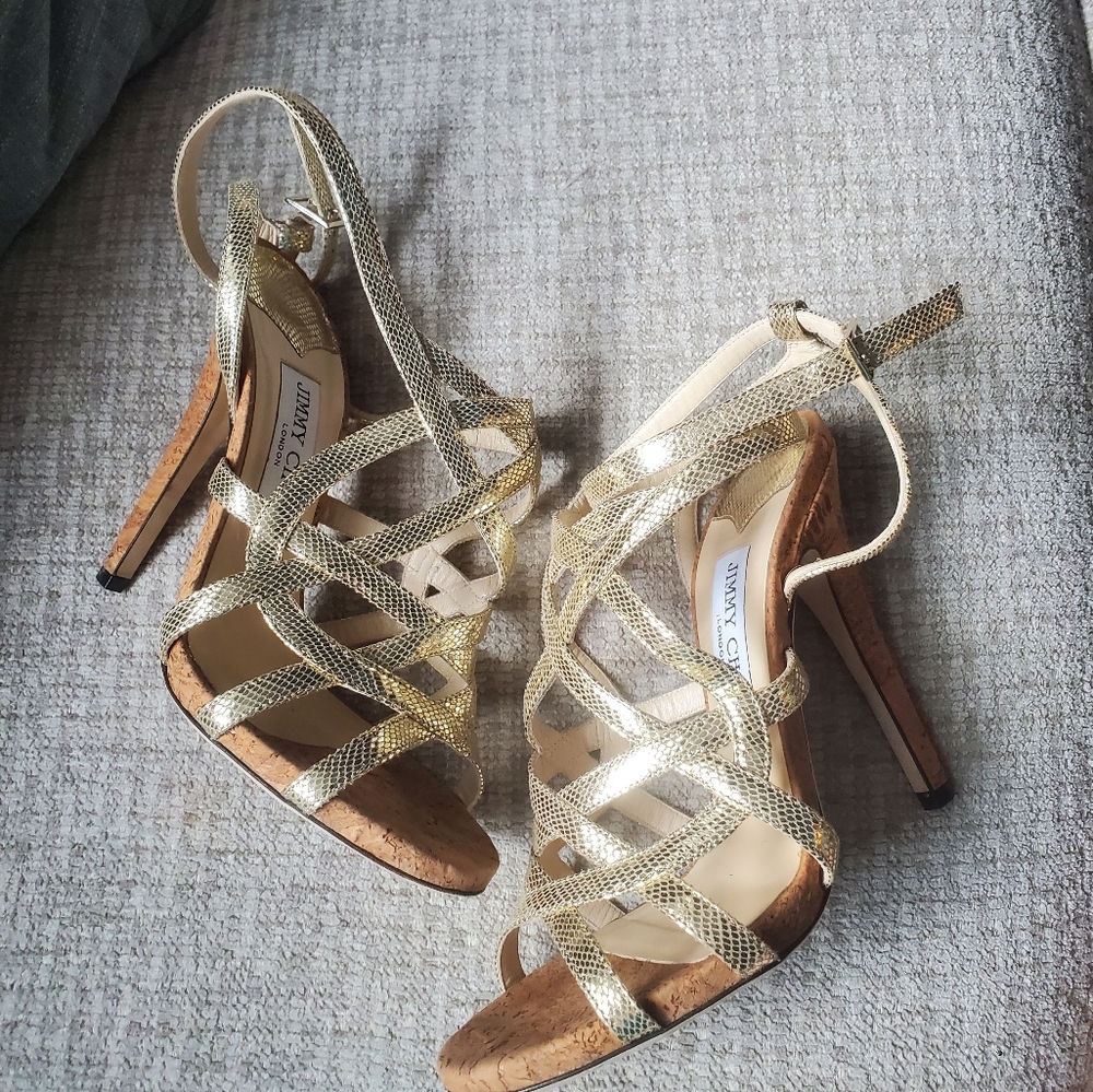 Jimmy Choo Delhia Gladiator gold metallic/cork sandal